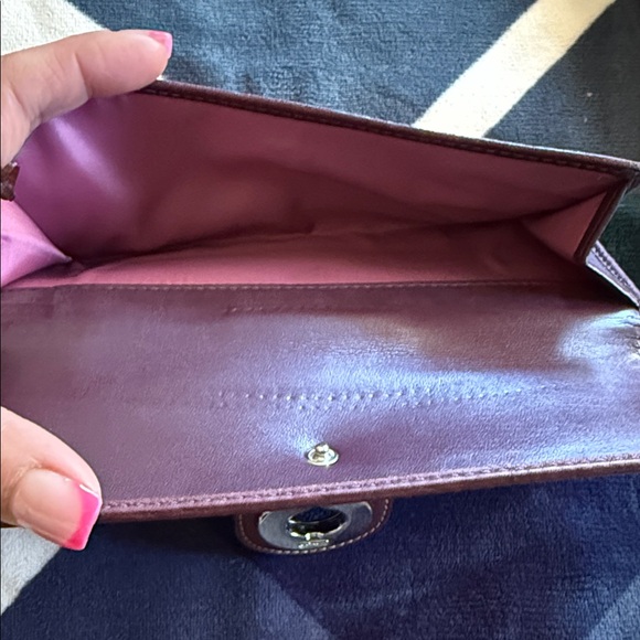 Coach Burgundy Wallet with Signature Design - Picture 3 of 4